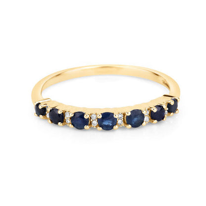 0.43 Carat Genuine Blue Sapphire and White Diamond 14K Yellow Gold Ring Bids.com