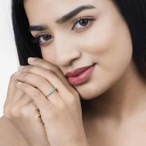 0.41 Carat Genuine Zambian Emerald and White Diamond 14K Yellow Gold Ring Bids.com
