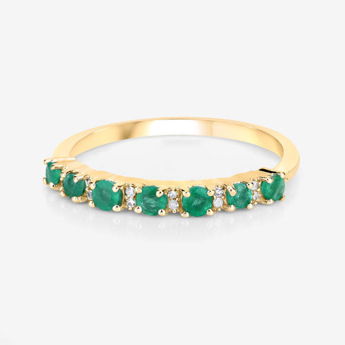 0.41 Carat Genuine Zambian Emerald and White Diamond 14K Yellow Gold Ring Bids.com