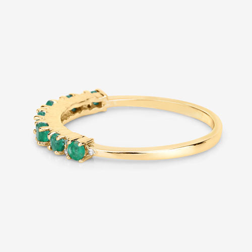 0.41 Carat Genuine Zambian Emerald and White Diamond 14K Yellow Gold Ring Bids.com