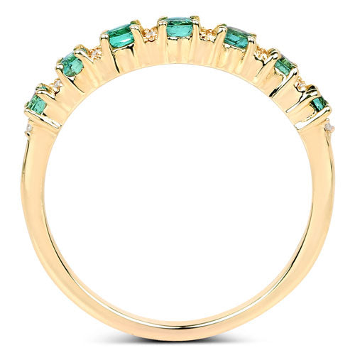0.41 Carat Genuine Zambian Emerald and White Diamond 14K Yellow Gold Ring Bids.com