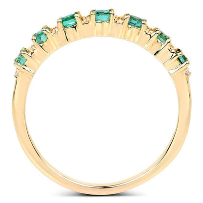 0.41 Carat Genuine Zambian Emerald and White Diamond 14K Yellow Gold Ring Bids.com