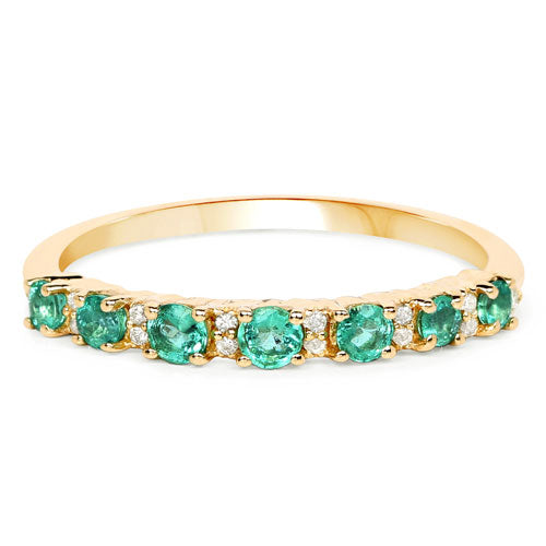0.41 Carat Genuine Zambian Emerald and White Diamond 14K Yellow Gold Ring Bids.com