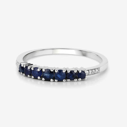 0.45 Carat Genuine Blue Sapphire and White Diamond 14K White Gold Ring Bids.com