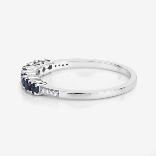 0.45 Carat Genuine Blue Sapphire and White Diamond 14K White Gold Ring Bids.com