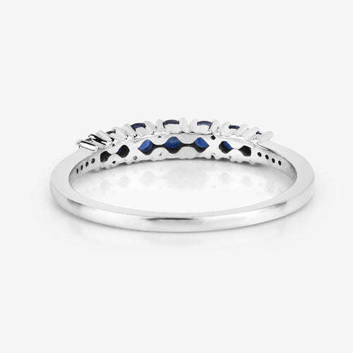 0.45 Carat Genuine Blue Sapphire and White Diamond 14K White Gold Ring Bids.com