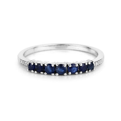 0.45 Carat Genuine Blue Sapphire and White Diamond 14K White Gold Ring Bids.com