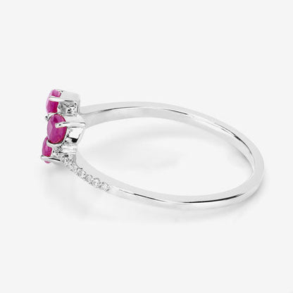 0.68 Carat Genuine Ruby and White Diamond 14K White Gold Ring Bids.com