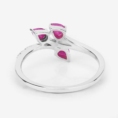 0.68 Carat Genuine Ruby and White Diamond 14K White Gold Ring Bids.com