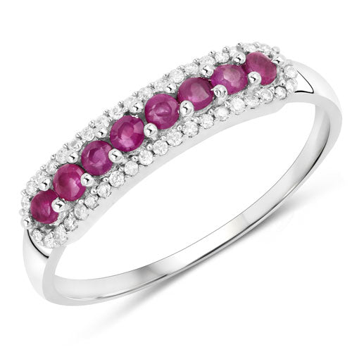 0.47 Carat Genuine Ruby and White Diamond 14K White Gold Ring Bids.com
