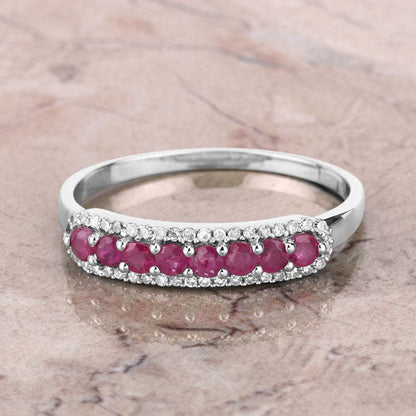 0.47 Carat Genuine Ruby and White Diamond 14K White Gold Ring Bids.com