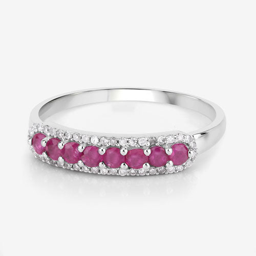 0.47 Carat Genuine Ruby and White Diamond 14K White Gold Ring Bids.com