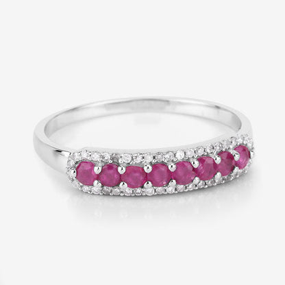 0.47 Carat Genuine Ruby and White Diamond 14K White Gold Ring Bids.com
