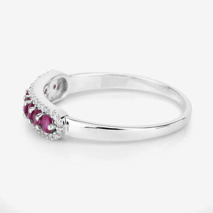 0.47 Carat Genuine Ruby and White Diamond 14K White Gold Ring Bids.com
