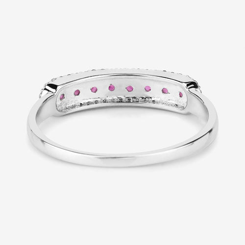 0.47 Carat Genuine Ruby and White Diamond 14K White Gold Ring Bids.com