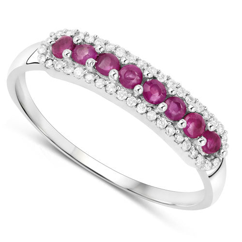 0.47 Carat Genuine Ruby and White Diamond 14K White Gold Ring Bids.com
