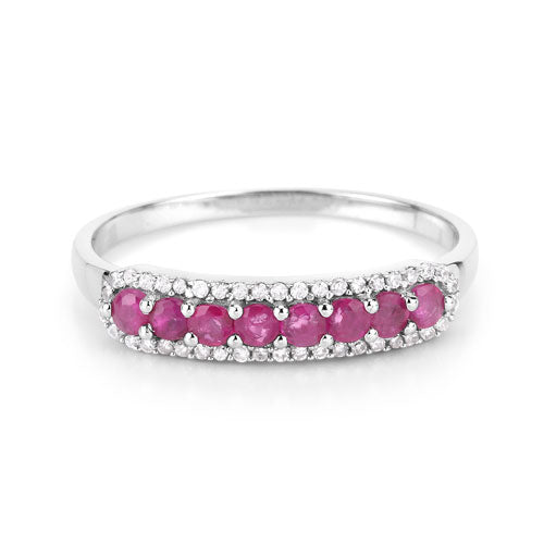 0.47 Carat Genuine Ruby and White Diamond 14K White Gold Ring Bids.com