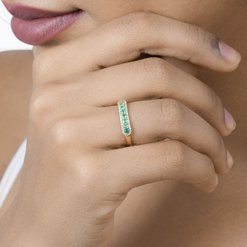 0.35 Carat Genuine Zambian Emerald and White Diamond 14K Yellow Gold Ring Bids.com