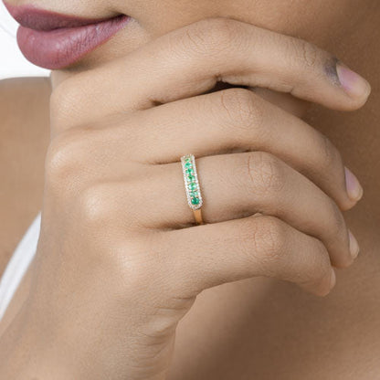0.35 Carat Genuine Zambian Emerald and White Diamond 14K Yellow Gold Ring Bids.com