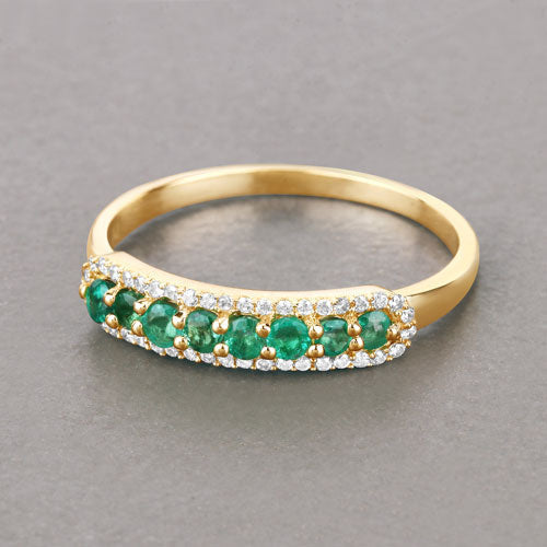 0.35 Carat Genuine Zambian Emerald and White Diamond 14K Yellow Gold Ring Bids.com