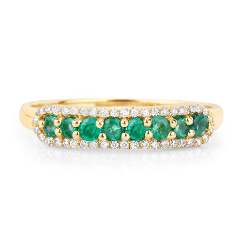 0.35 Carat Genuine Zambian Emerald and White Diamond 14K Yellow Gold Ring Bids.com