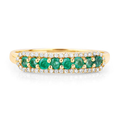 0.35 Carat Genuine Zambian Emerald and White Diamond 14K Yellow Gold Ring Bids.com