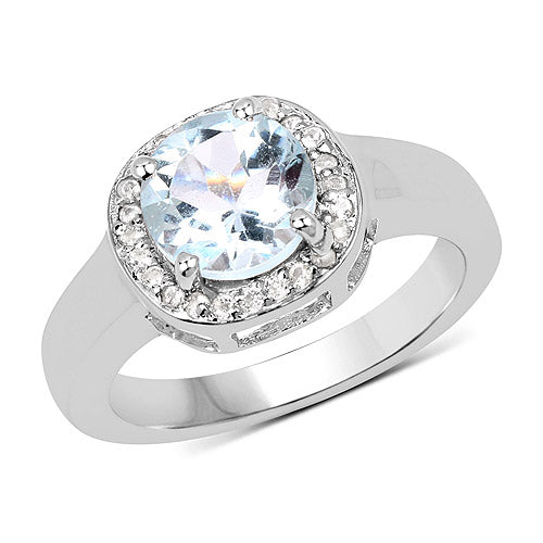 2.37 Carat Genuine Blue Topaz and White Topaz .925 Sterling Silver Ring Bids.com