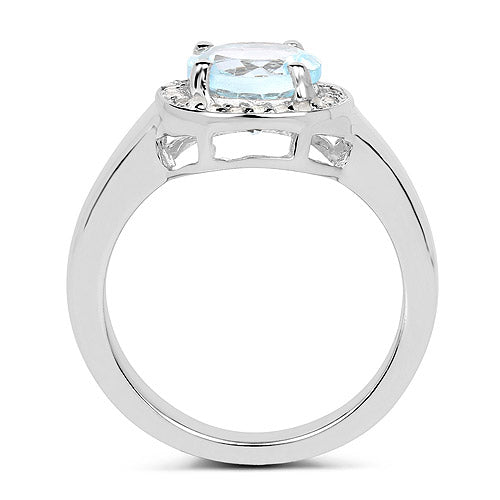 2.37 Carat Genuine Blue Topaz and White Topaz .925 Sterling Silver Ring Bids.com
