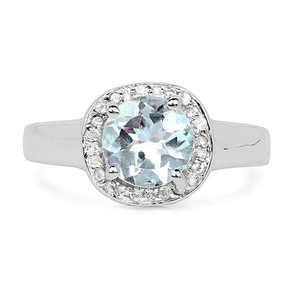 2.37 Carat Genuine Blue Topaz and White Topaz .925 Sterling Silver Ring Bids.com