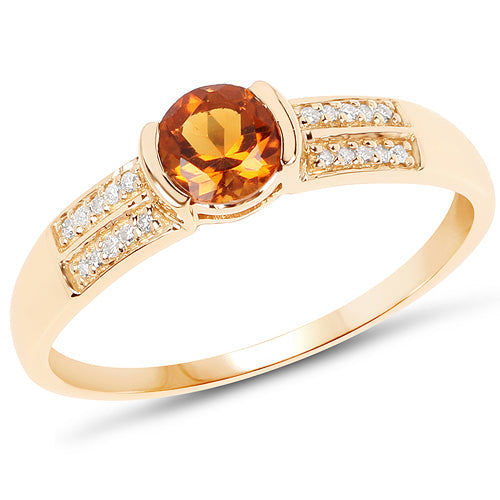 0.51 Carat Genuine Citrine and White Diamond 14K Yellow Gold Ring Bids.com