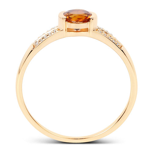 0.51 Carat Genuine Citrine and White Diamond 14K Yellow Gold Ring Bids.com