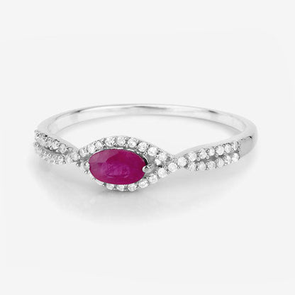 0.40 Carat Genuine Ruby and White Diamond 14K White Gold Ring Bids.com