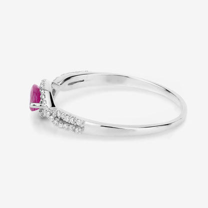 0.40 Carat Genuine Ruby and White Diamond 14K White Gold Ring Bids.com