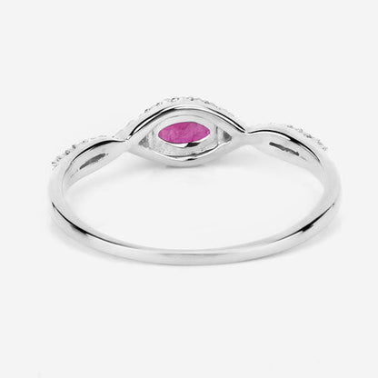 0.40 Carat Genuine Ruby and White Diamond 14K White Gold Ring Bids.com