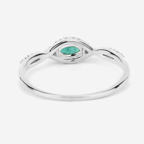 0.32 Carat Genuine Zambian Emerald and White Diamond 14K White Gold Ring Bids.com