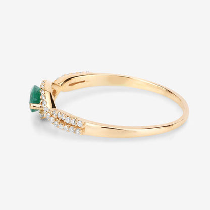 0.32 Carat Genuine Zambian Emerald and White Diamond 14K Yellow Gold Ring Bids.com