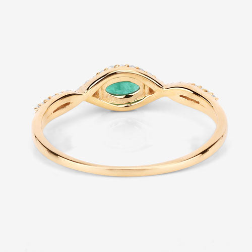 0.32 Carat Genuine Zambian Emerald and White Diamond 14K Yellow Gold Ring Bids.com