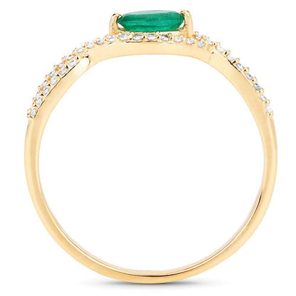 0.32 Carat Genuine Zambian Emerald and White Diamond 14K Yellow Gold Ring Bids.com
