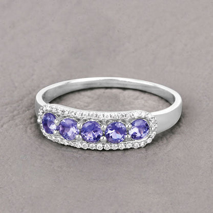 0.61 Carat Genuine Tanzanite and White Diamond 14K White Gold Ring Bids.com