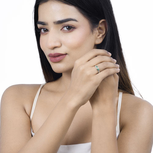 0.35 Carat Genuine Zambian Emerald and White Diamond 14K White Gold Ring Bids.com