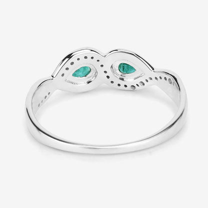 0.35 Carat Genuine Zambian Emerald and White Diamond 14K White Gold Ring Bids.com