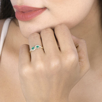 0.35 Carat Genuine Zambian Emerald and White Diamond 14K Yellow Gold Ring Bids.com