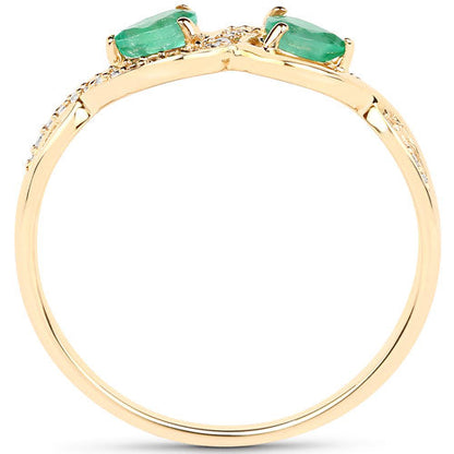0.35 Carat Genuine Zambian Emerald and White Diamond 14K Yellow Gold Ring Bids.com