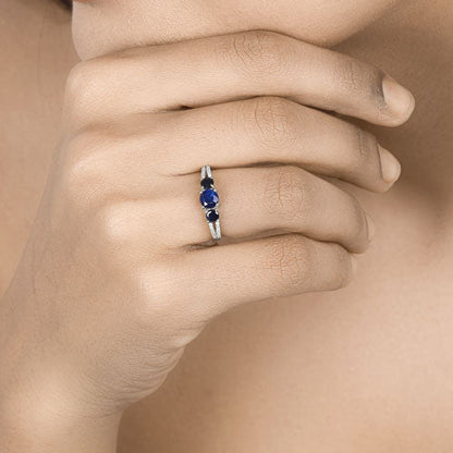 1.08 Carat Genuine Blue Sapphire and White Diamond 14K White Gold Ring Bids.com