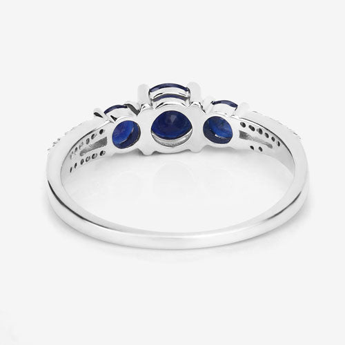 1.08 Carat Genuine Blue Sapphire and White Diamond 14K White Gold Ring Bids.com