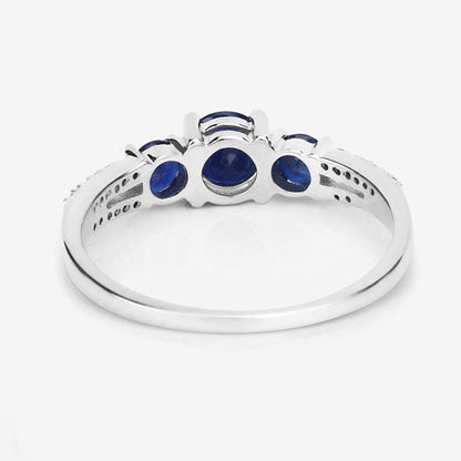 1.08 Carat Genuine Blue Sapphire and White Diamond 14K White Gold Ring Bids.com