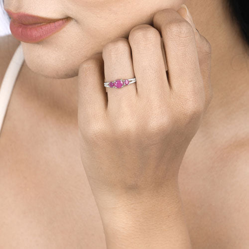 1.02 Carat Genuine Ruby and White Diamond 14K White Gold Ring Bids.com