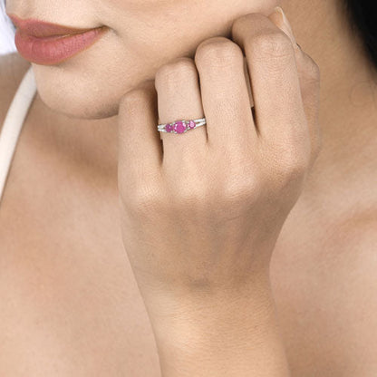 1.02 Carat Genuine Ruby and White Diamond 14K White Gold Ring Bids.com
