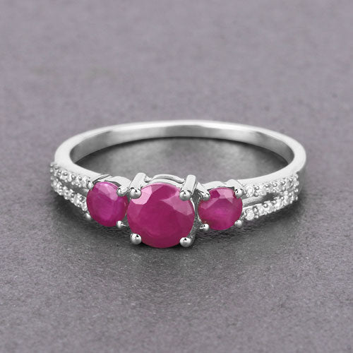 1.02 Carat Genuine Ruby and White Diamond 14K White Gold Ring Bids.com