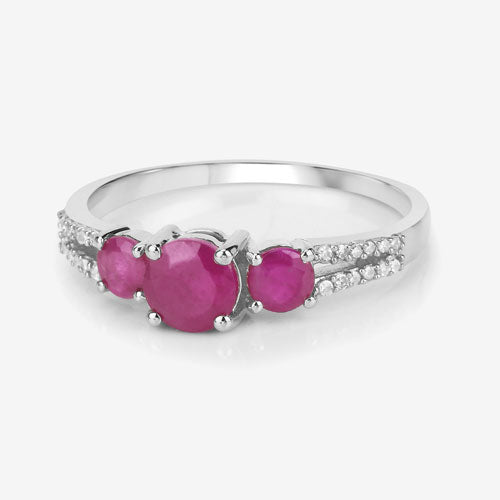 1.02 Carat Genuine Ruby and White Diamond 14K White Gold Ring Bids.com